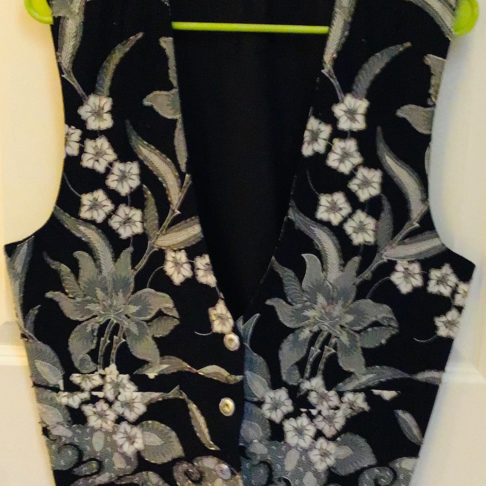 Ladies button front beaded vest